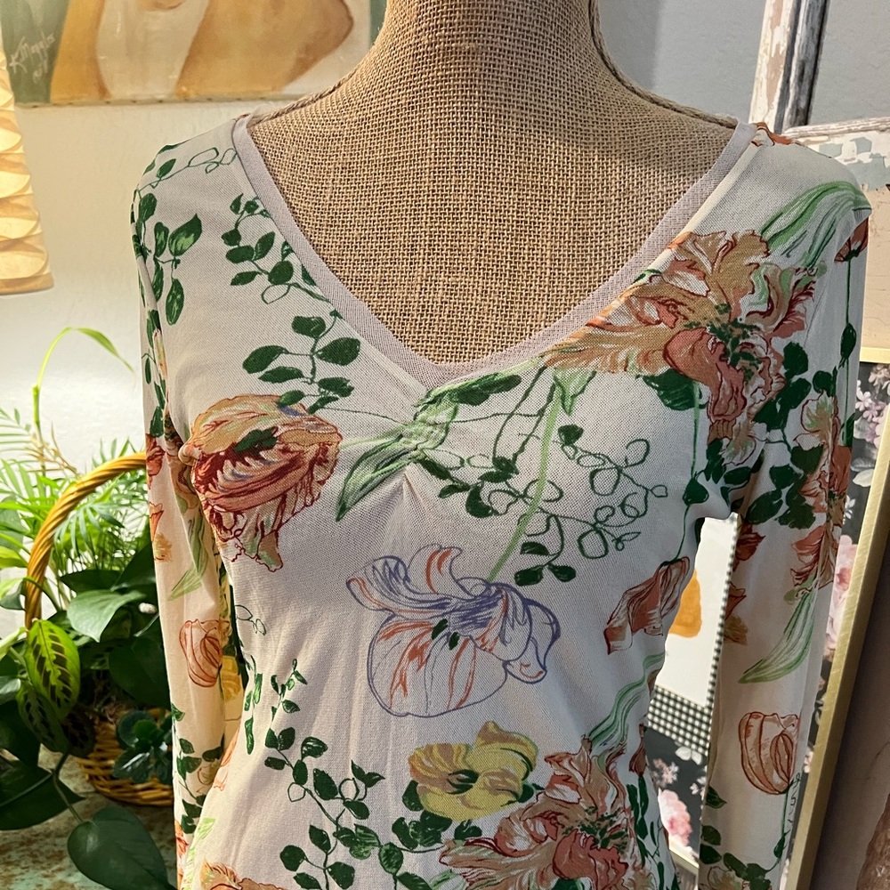 Anthropologie Odille Floral Top Large